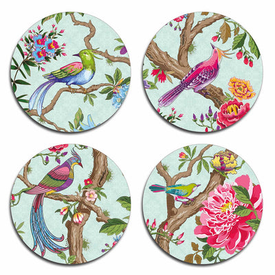 Chinoiserie Birds Coasters  - Bespoke Table Mats and coasters - Tableware  - Club Matters - Round Placemats