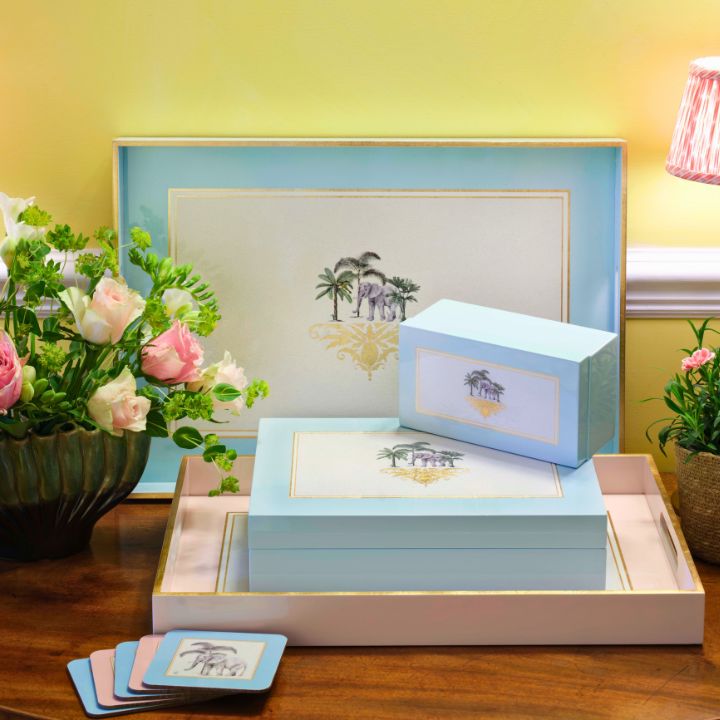 Harlequin Blue Lacquer Box - Small - Homeware - Club Matters
