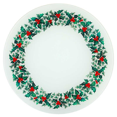 Holly Wreath Glass Platter  - Tableware - Bespoke Tableware - Club Matters